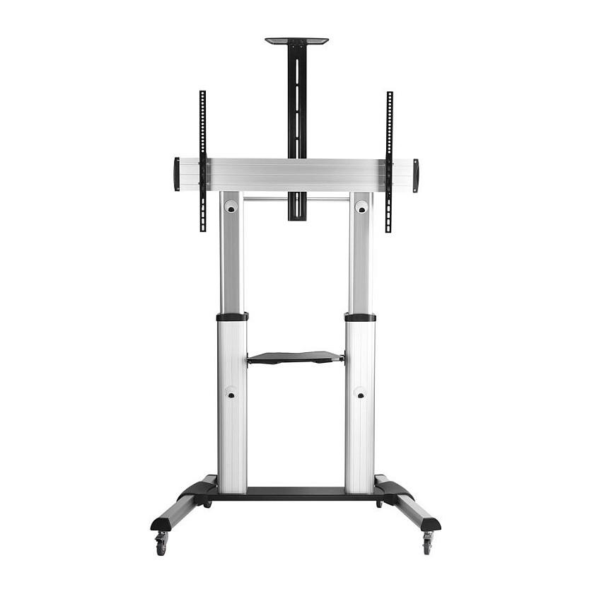 Mbajtëse me Rrota për TV ROLINE 17.03.1261 / 60"-100" / 100kg / Motorike / Rregullim Lartësie 1200-1650mm / Tilt +5° deri -10° - Argjend - 4