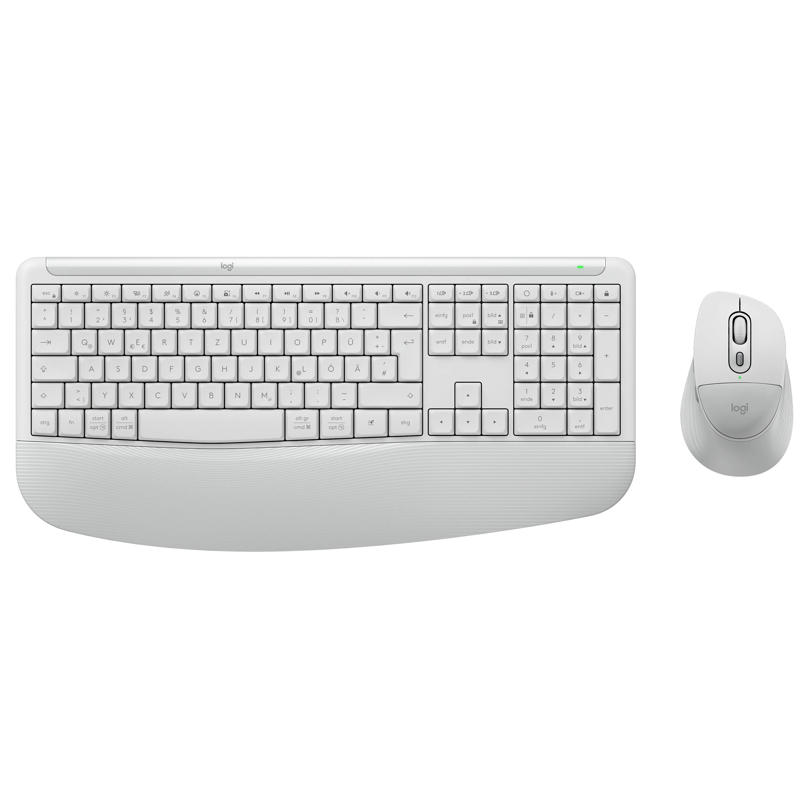 Combo (Tastierë&Maus) Logitech Signature Comfort Plus MK880 / Wireless / 109 Keys / QWERTZ German / Bluetooth 5.2 + Logi Bolt - Bardhë