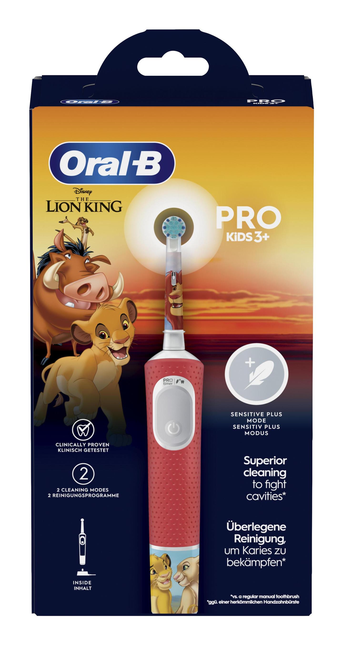 Furçë dhëmbësh elektrike për fëmijë Oral-B Vitality Pro 103 Kids König der Löwen- Kuqe - 1