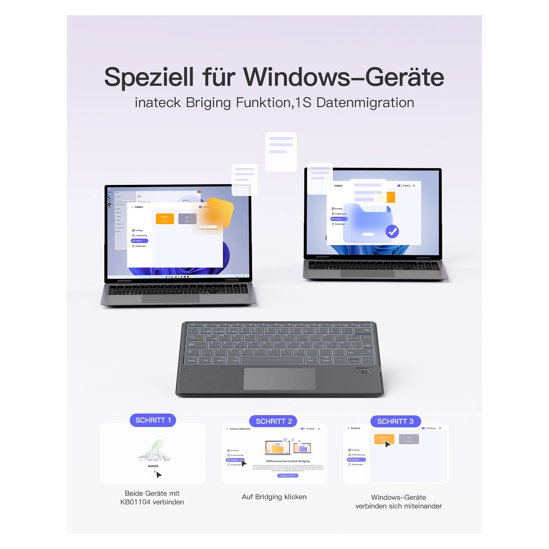 Aksesorë për Tablet Inateck Keyboard / QWERTZ – Gri - 6