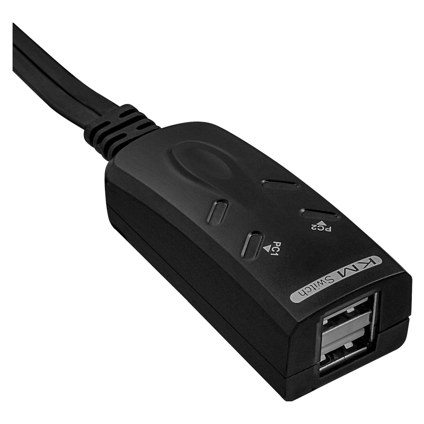 KVM Switch InLine 60603I, USB 2.0, 2 PC, për Tastierë dhe Maus, Kalim Automatik i Mausit ndërmjet Monitorëve, Kabllo 1.2 m – Zezë