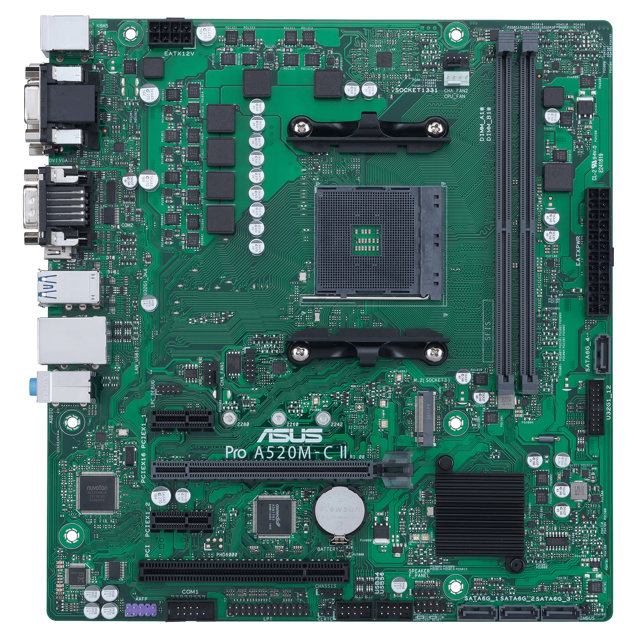 Pllakë Amë AMD AM4 ASUS PRO A520M-C II/CSM D4 / mATX  / DDR4 / HDMI+DP+VGA+DVI - 2