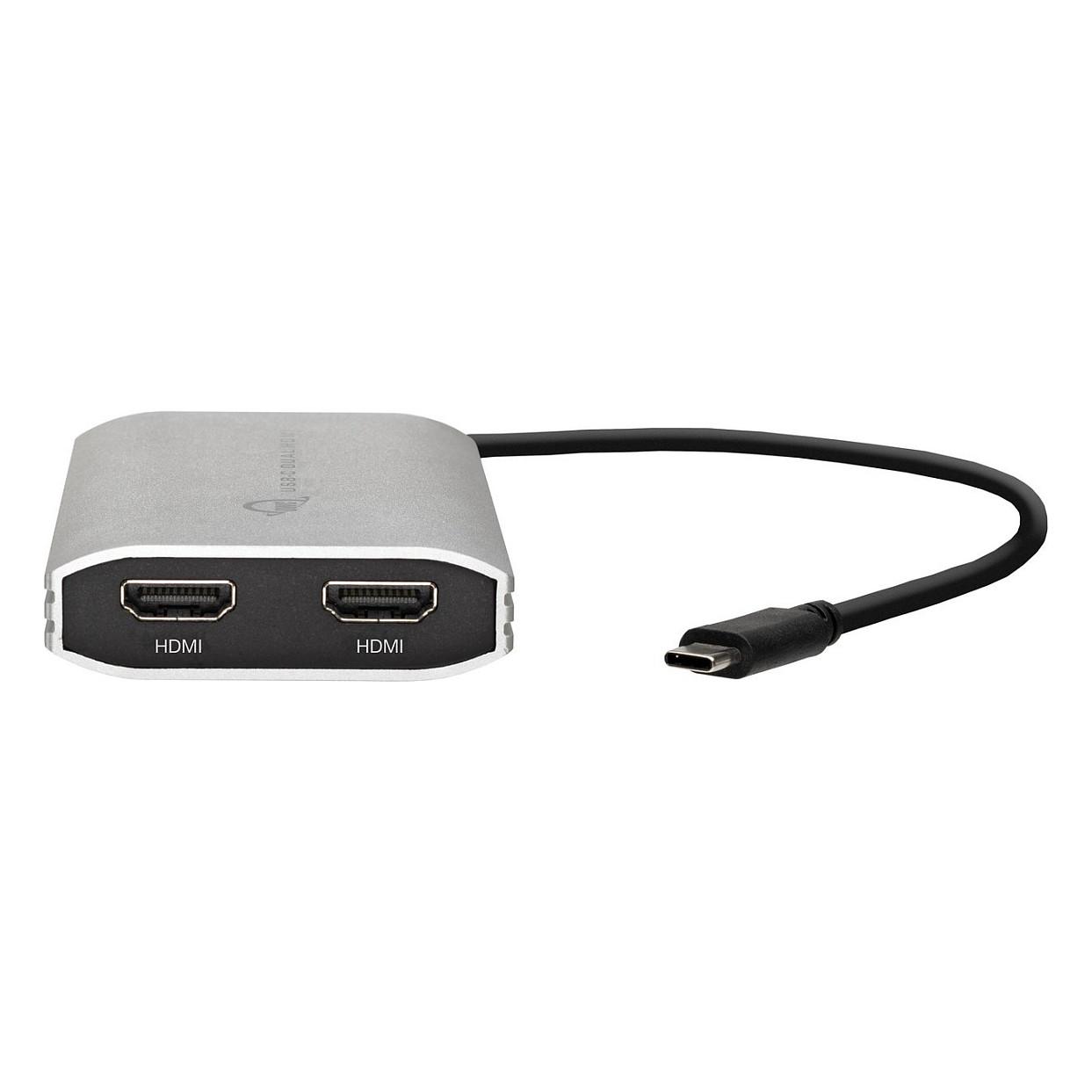 Adapter Video OWC CADPDL2HDMI / USB-C në 2× HDMI / DisplayLink / 4K 60 Hz / USB-C Power Delivery - Argjend/Zezë - 3