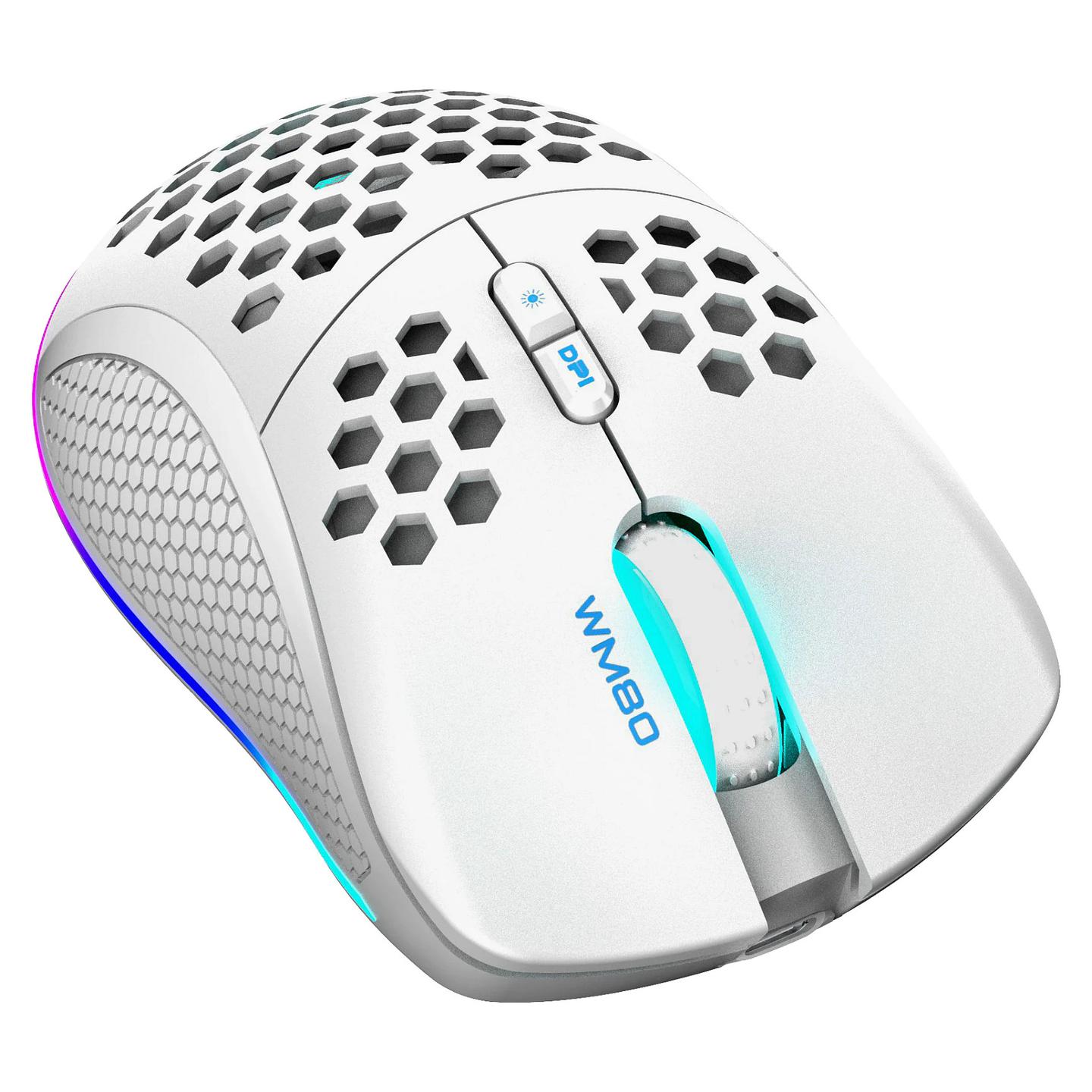 Maus Gaming Deltaco GAM-120-W / Wireless / SPCP6651 / 6400 DPI / 1000Hz / RGB - Bardhë - 6