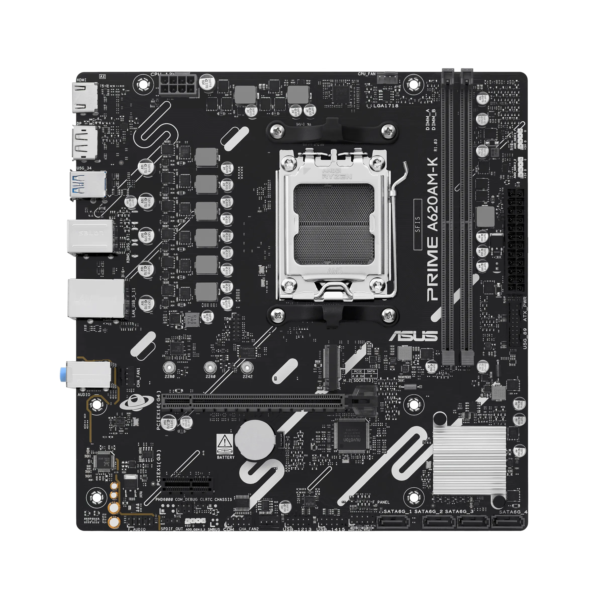 Pllakë Amë ASUS PRIME A620AM-K / AMD AM5 / A620A / DDR5 / Micro-ATX / PCIe 4.0 / M.2 