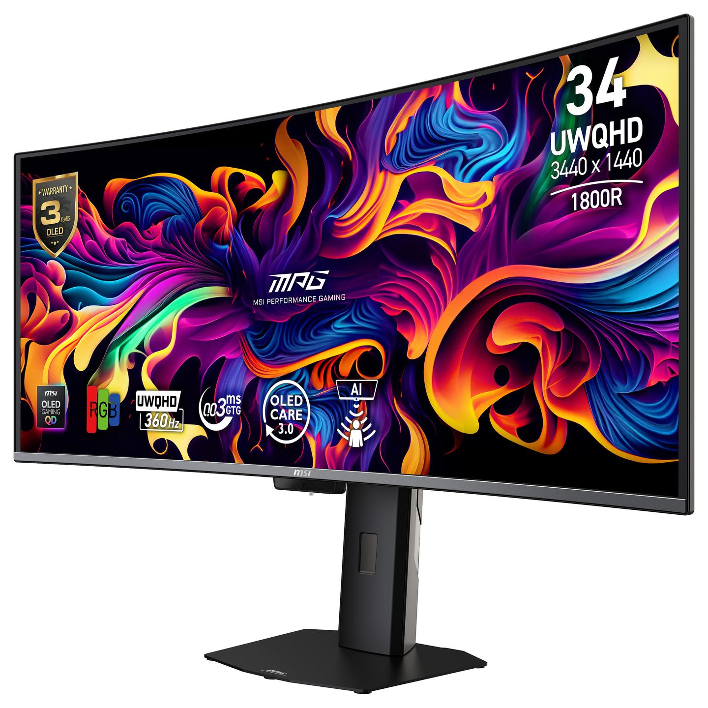 Monitor Gaming MSI MPG 341CQRDE QD-OLED X36 / 34" / UWQHD QD-OLED / 360 Hz / 0.03 ms / 2x HDMI + DisplayPort + USB-C - Zezë - 20