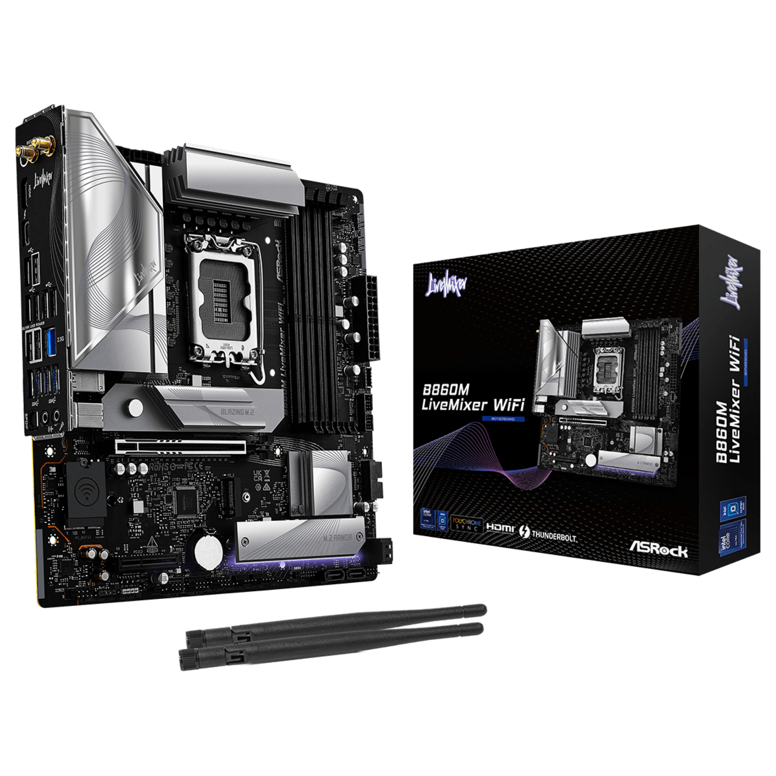 Pllakë Amë ASRock / B860M LiveMixer WiFi / 1851 / mATX / HDMI / DDR5 - 1