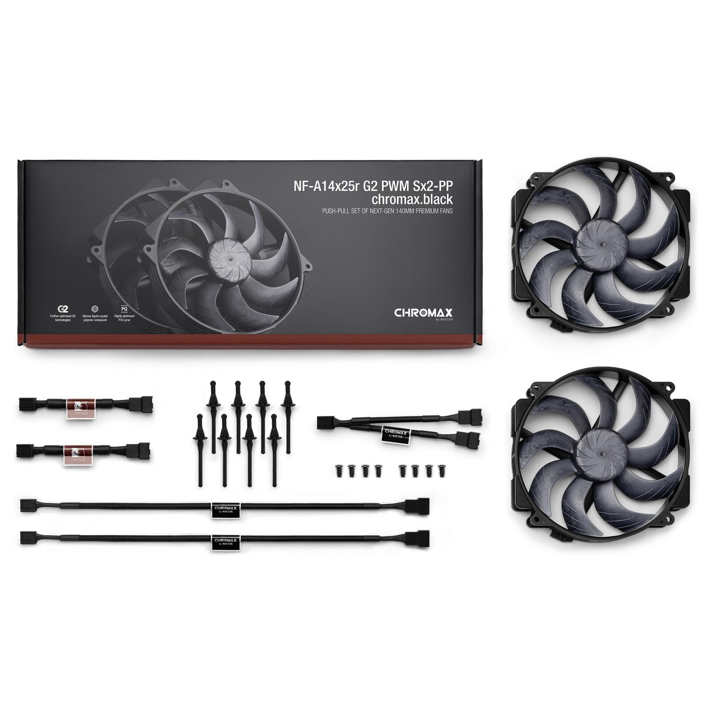 Ftohës për Kasë Noctua NF-A14x25r G2 / 140mm / 1500 RPM / PWM / 2-Pack – Zezë - 8