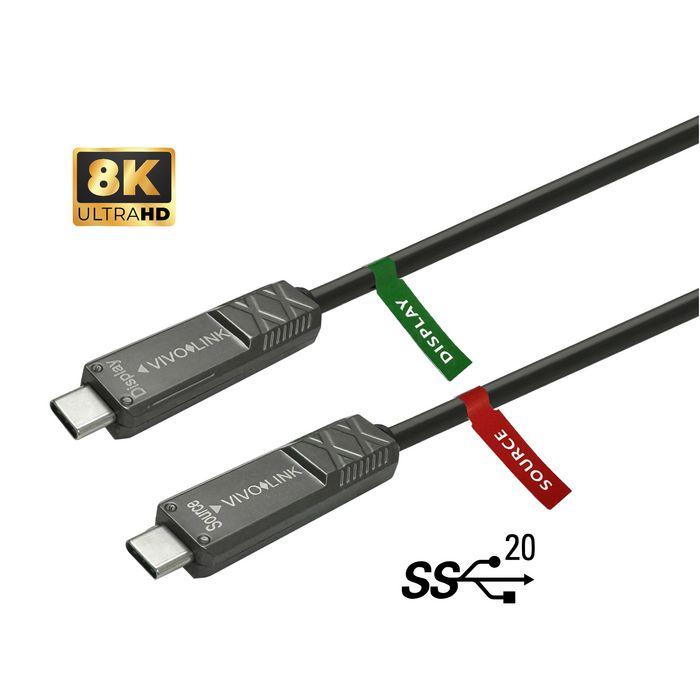 Kabllo USB Vivolink / USB-C në USB-C / 20 Gbit/s / 100W / 10m - Zezë - 1