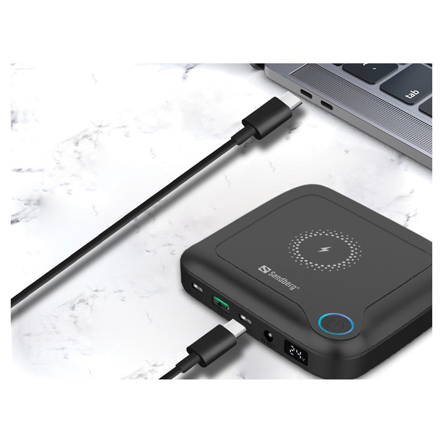 Powerbank Sandberg All-in-1 Laptop / 25000mAh / PD 60W / DC 91W / Wireless 15W - Zezë - 2