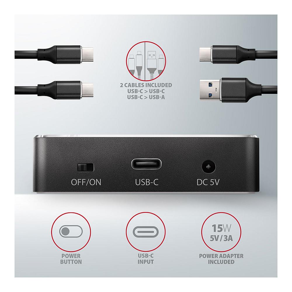 Këllëf për Disqe AXAGON ADSA-M2C, 2x M.2 NVMe, USB-C 3.2 Gen 2, 10Gbps, Klonim Pa Kompjuter - Zezë - 6