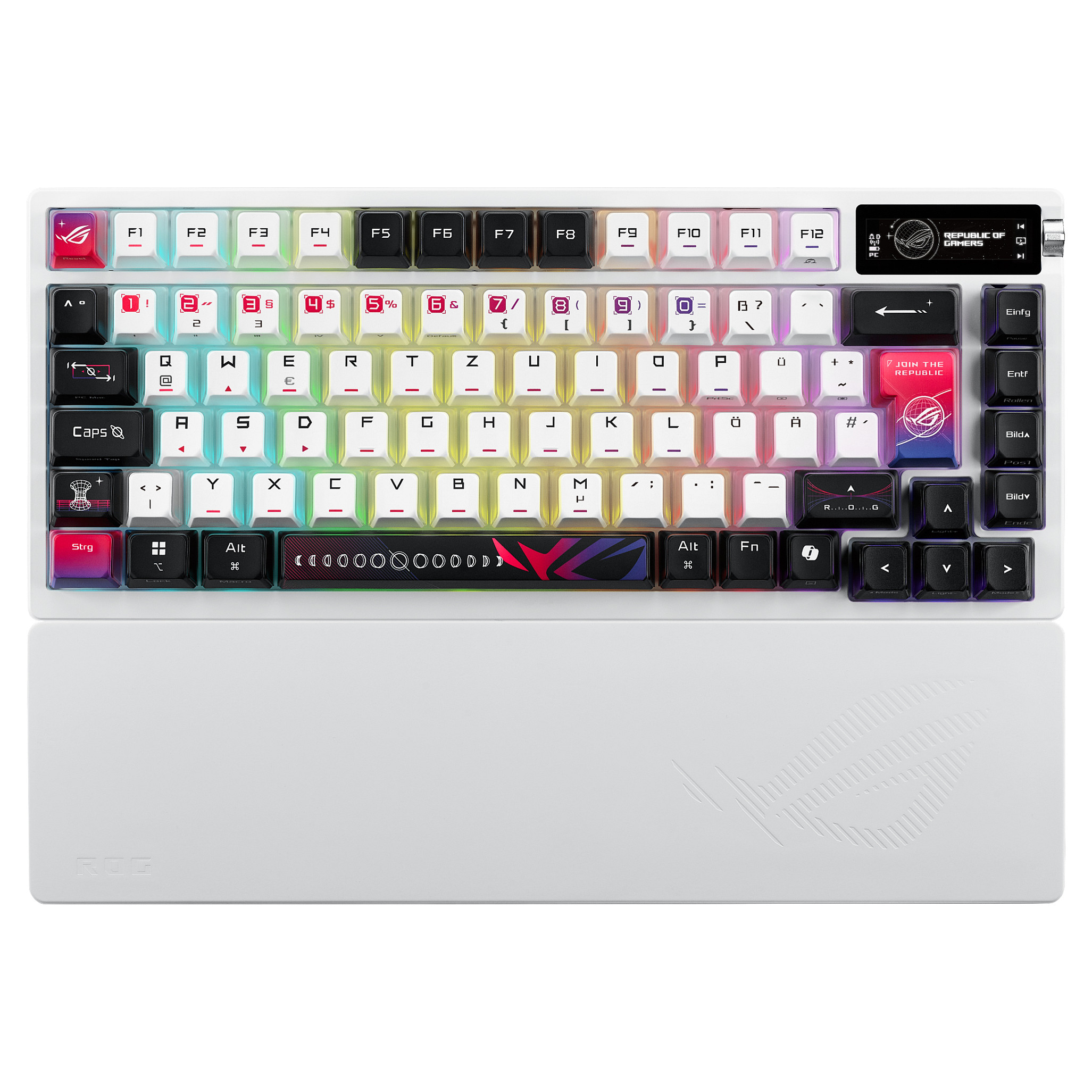 Tastierë Me kabllo ASUS ROG Azoth X / Wired & Wireless / QWERTZ - Bardhë / Shumëngjyrësh - 1