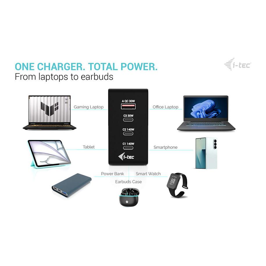 Karikues i-tec CHARGER-INTG140W / 3x USB-C / 1x USB-A / 140W PD – Zezë - 6