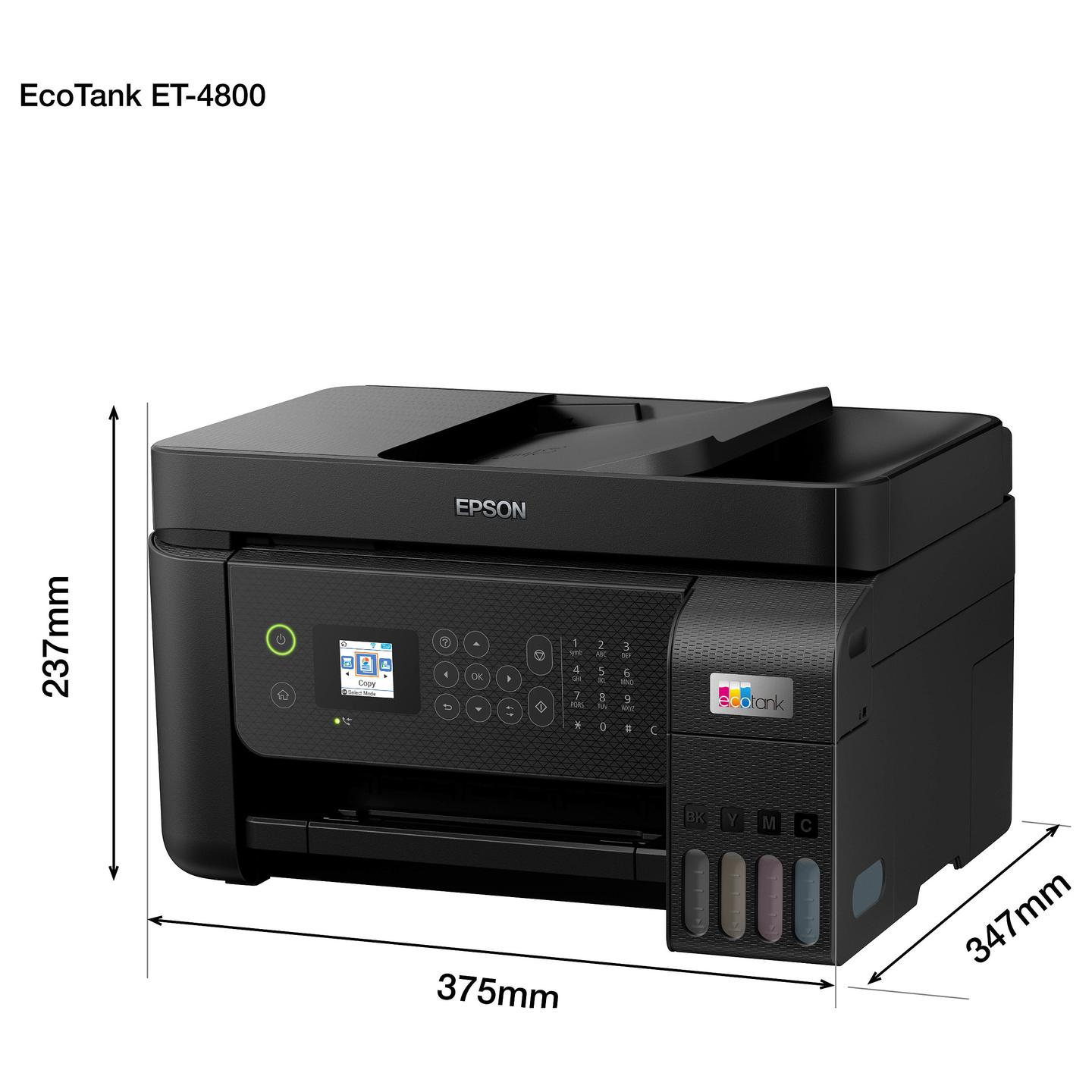 Printer Multifunksional me Ngjyra Epson EcoTank ET-4800 / A4 / Inkjet / 5760 × 1440 DPI / 15 ppm / ADF / Fax / Wi-Fi / Ethernet / USB - Zezë - 13
