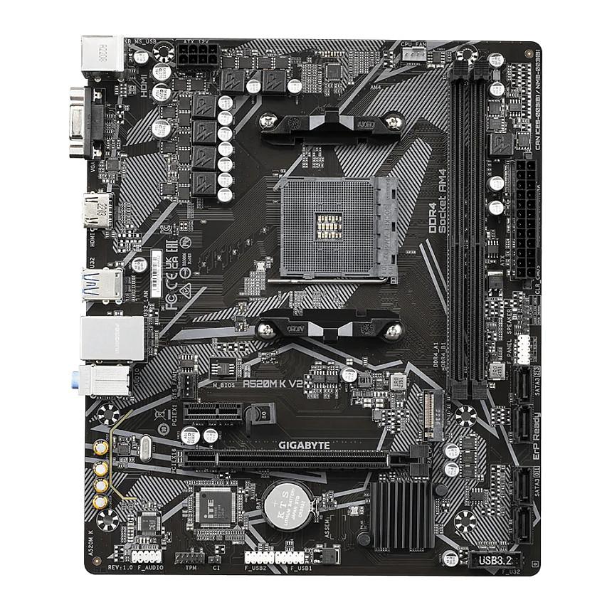 Pllakë Amë GIGABYTE A520M K V2 / AMD AM4 / A520 / DDR4 / Micro ATX / M.2 / SATA III - 3