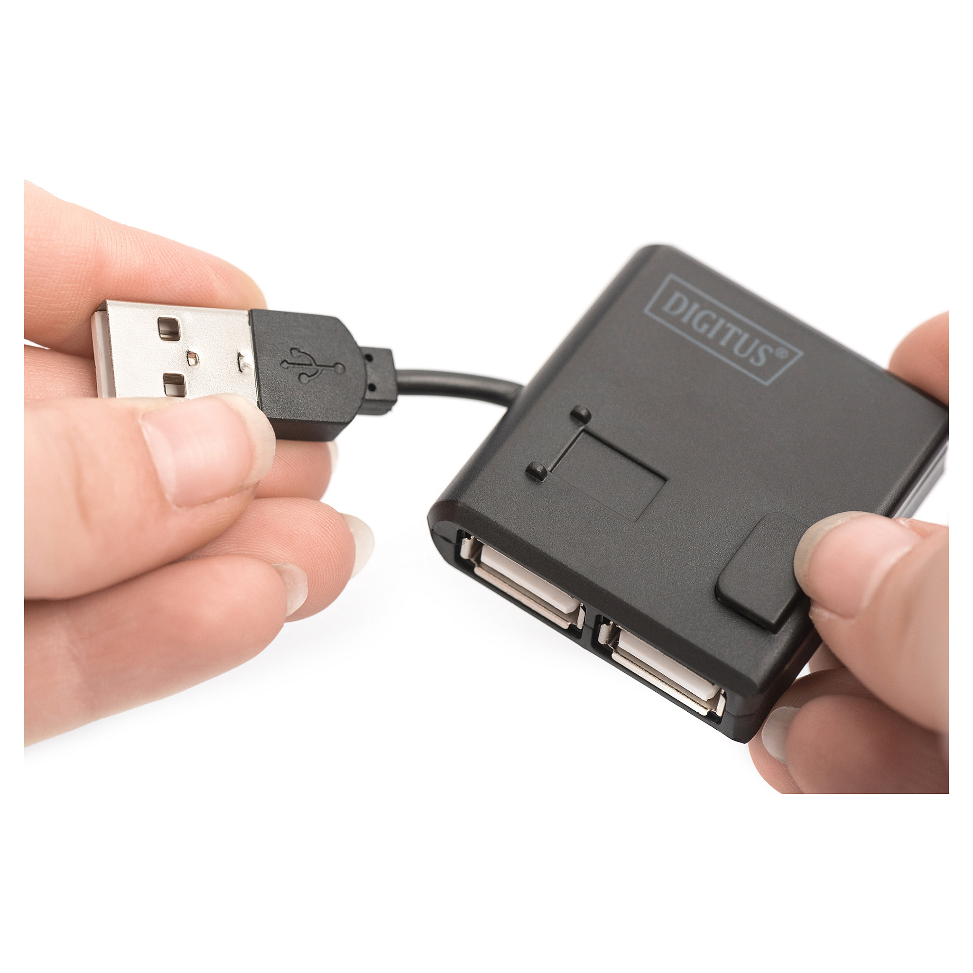 HUB USB 2.0 DIGITUS / 4‑Port (4x A2.0) / Kabllo e integruar - Zezë - 8