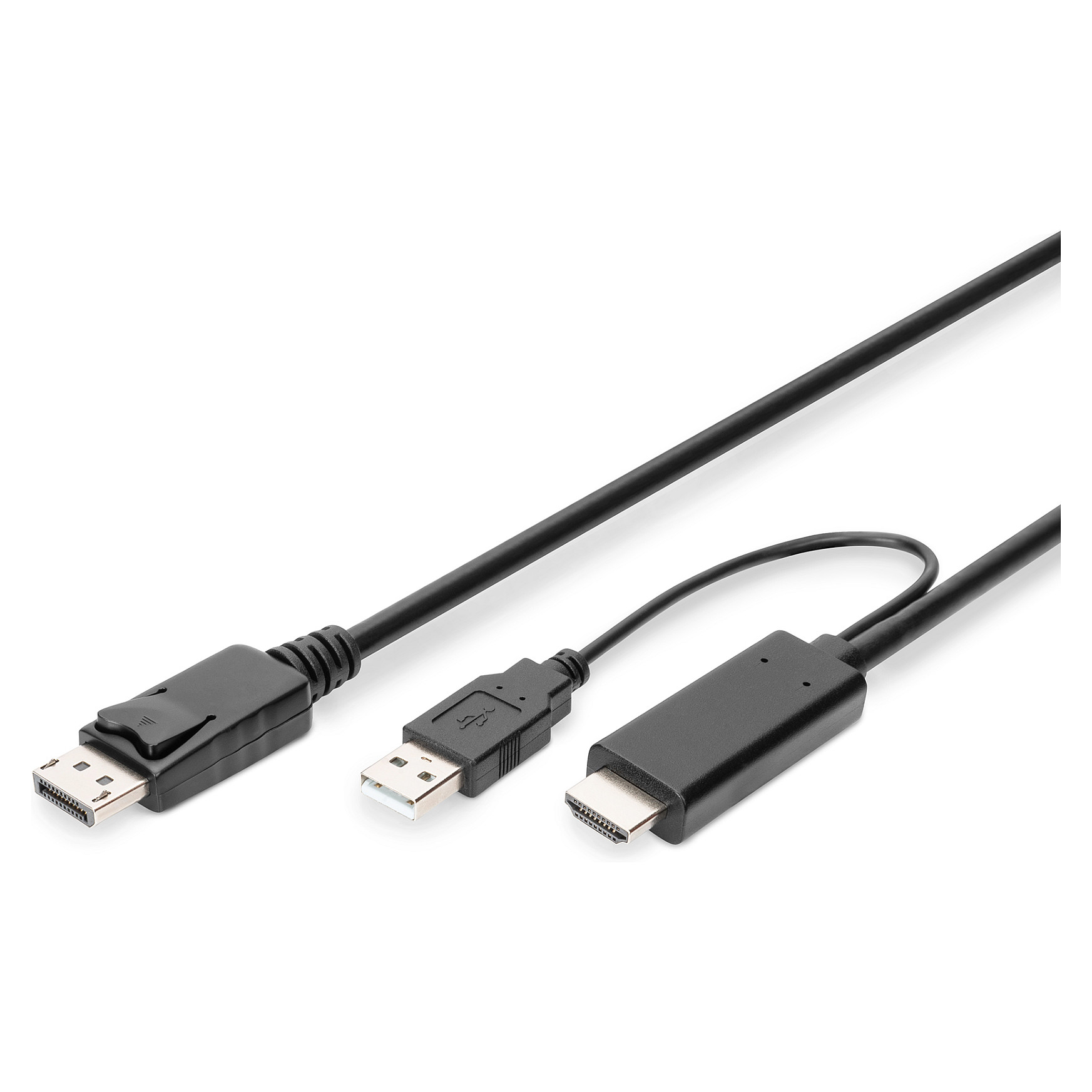 Kabllo HDMI Digitus AK-330111-020-S / HDMI në DisplayPort / HDMI 2.0 / DisplayPort 1.2 / 2m / 4K 60Hz - Zezë
