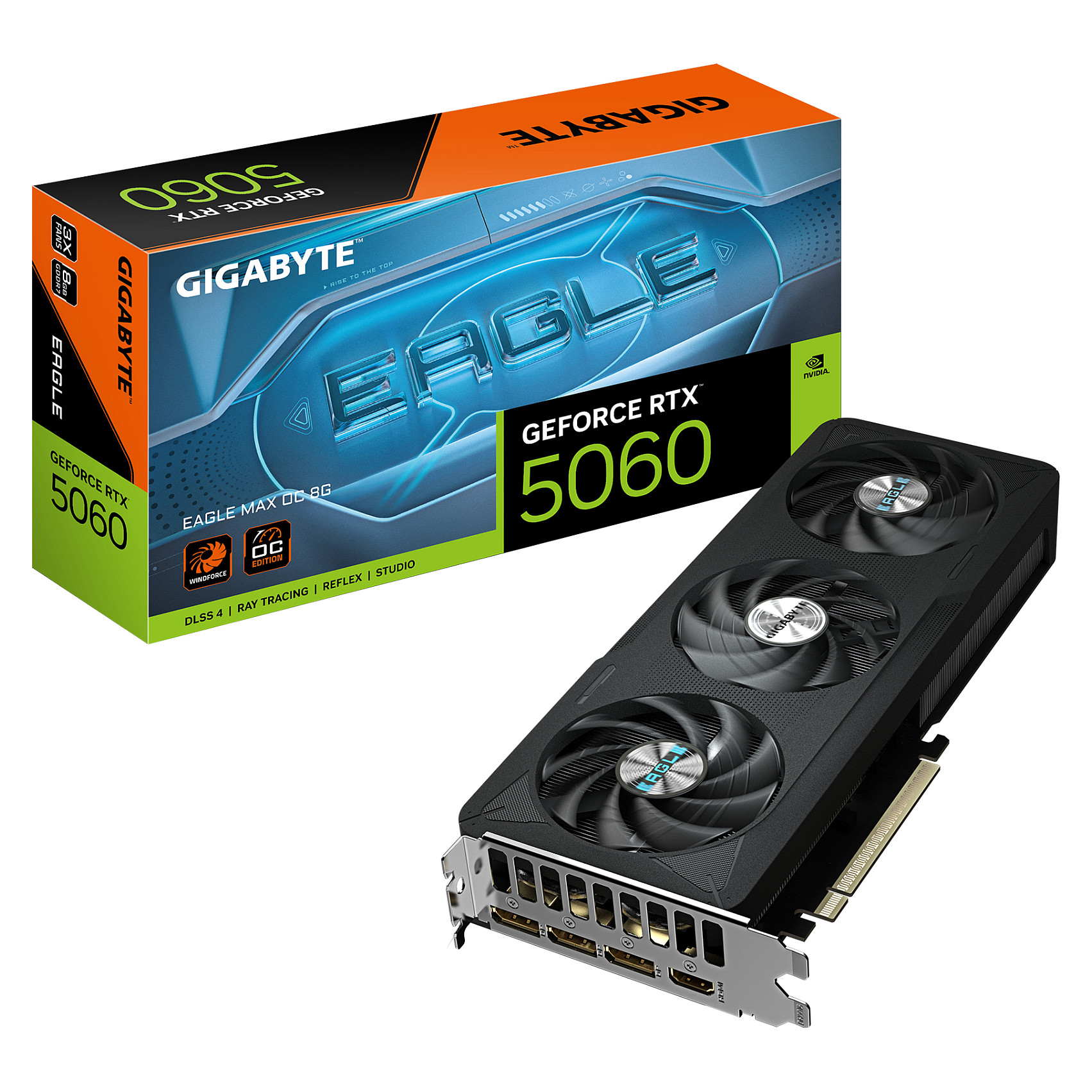 Kartë Grafike NVIDIA Gigabyte GeForce RTX 5060 EAGLE MAX OC / 8GB GDDR7 / PCIe 5.0 / 3 Fan – Zezë