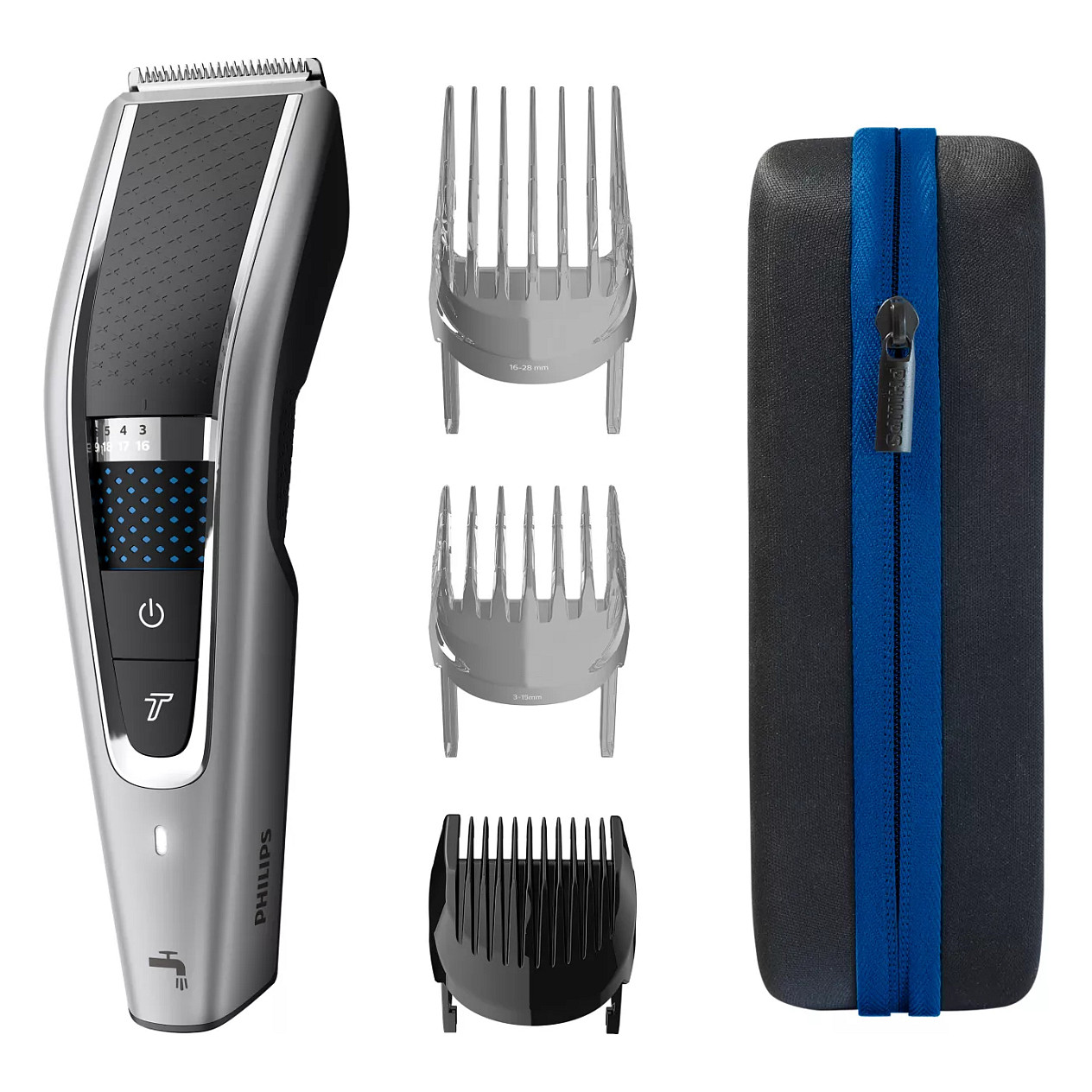 Makinë e rrojës Philips Series 5000 HC5650/15 / DualCut / Trim-n-Flow PRO / 28 Nivele / 0.5-28 mm / 90 Min - Zezë/Hiri