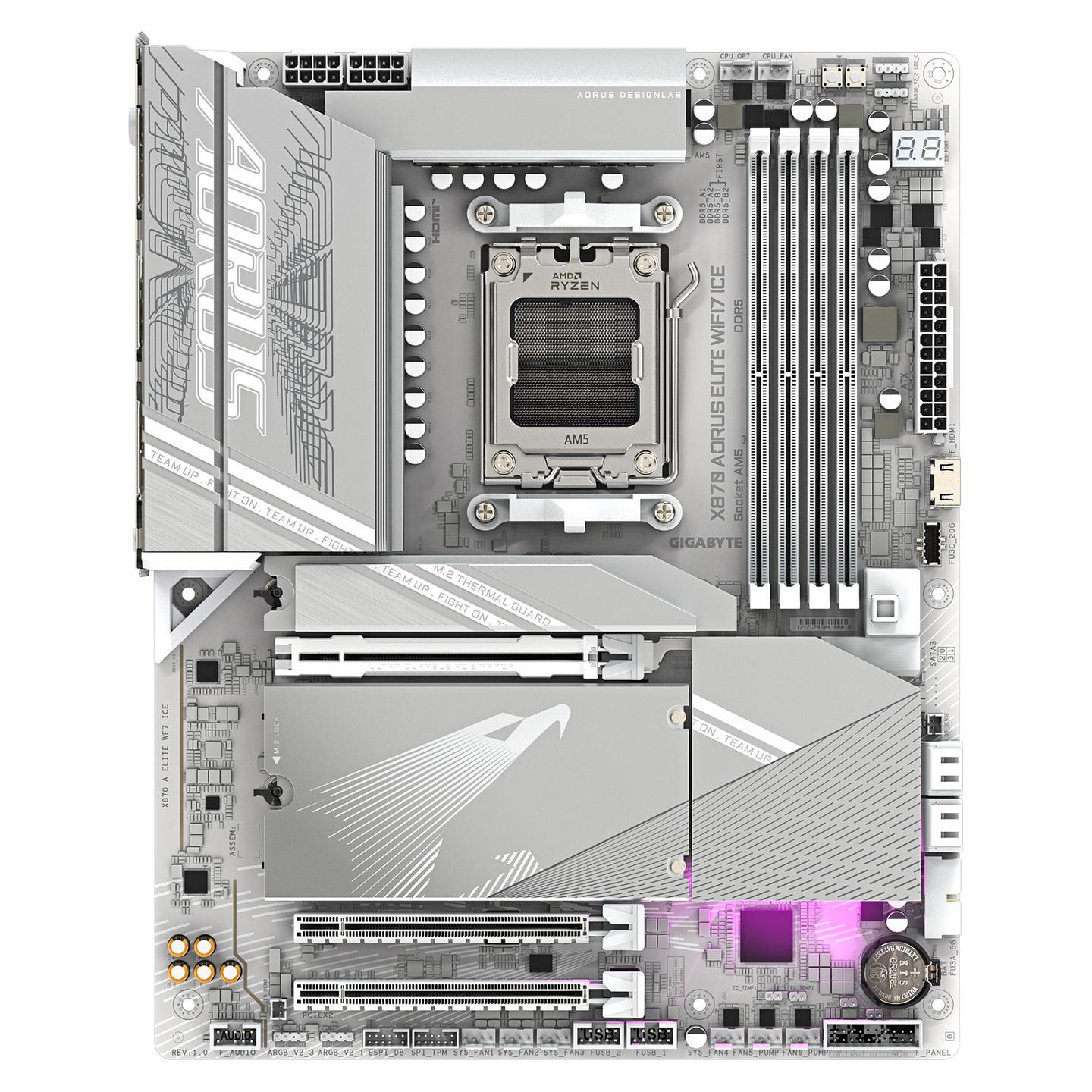 Pllakë Amë Gigabyte X870 AORUS ELITE WIFI7 ICE / AMD AM5 / DDR5 / ATX / Wi-Fi 7 / 2.5GbE LAN - 2