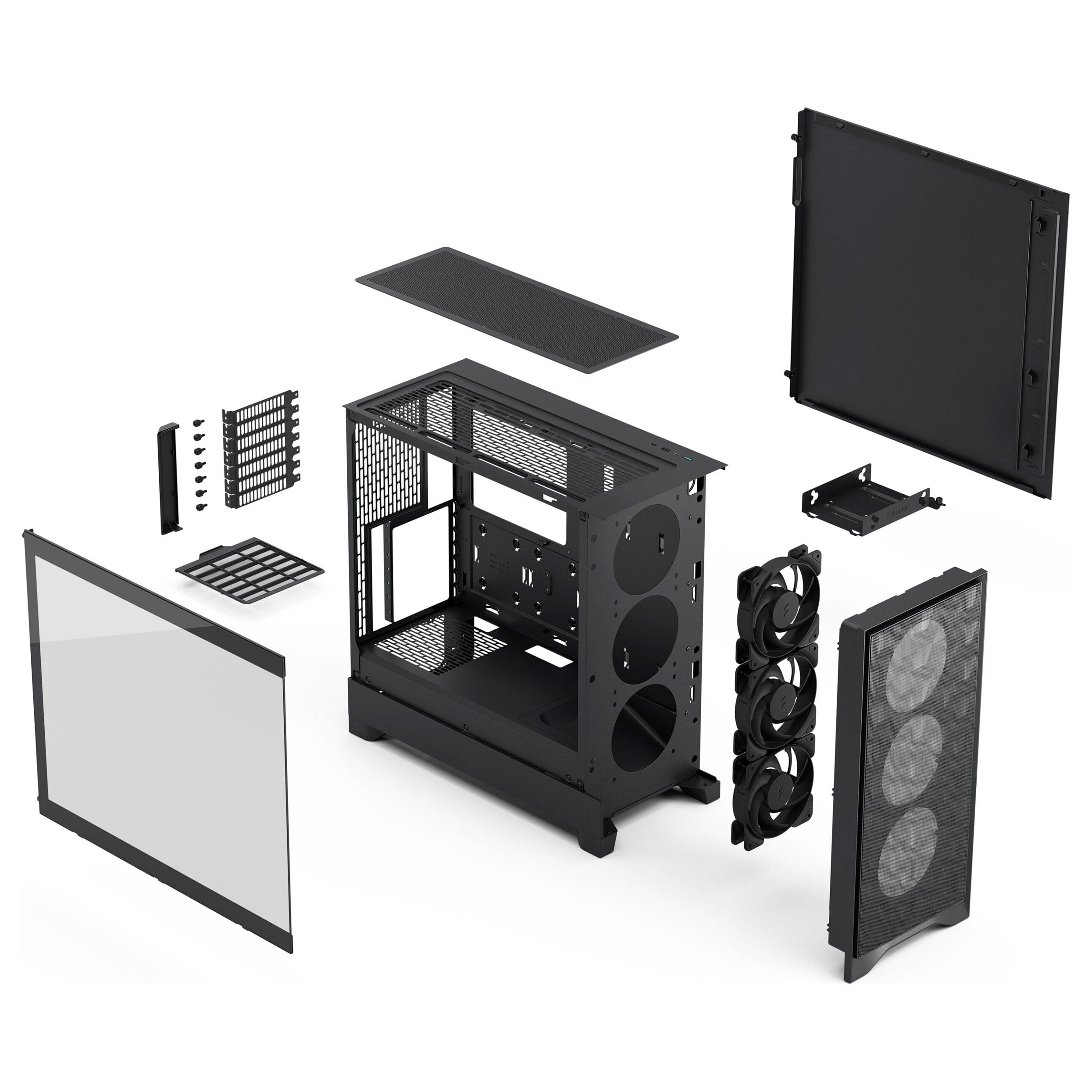 Kasë PC Fractal Design Pop 2 Air / Midi Tower / ATX / 3x 120mm Fan / Tempered Glass - Zezë - 5