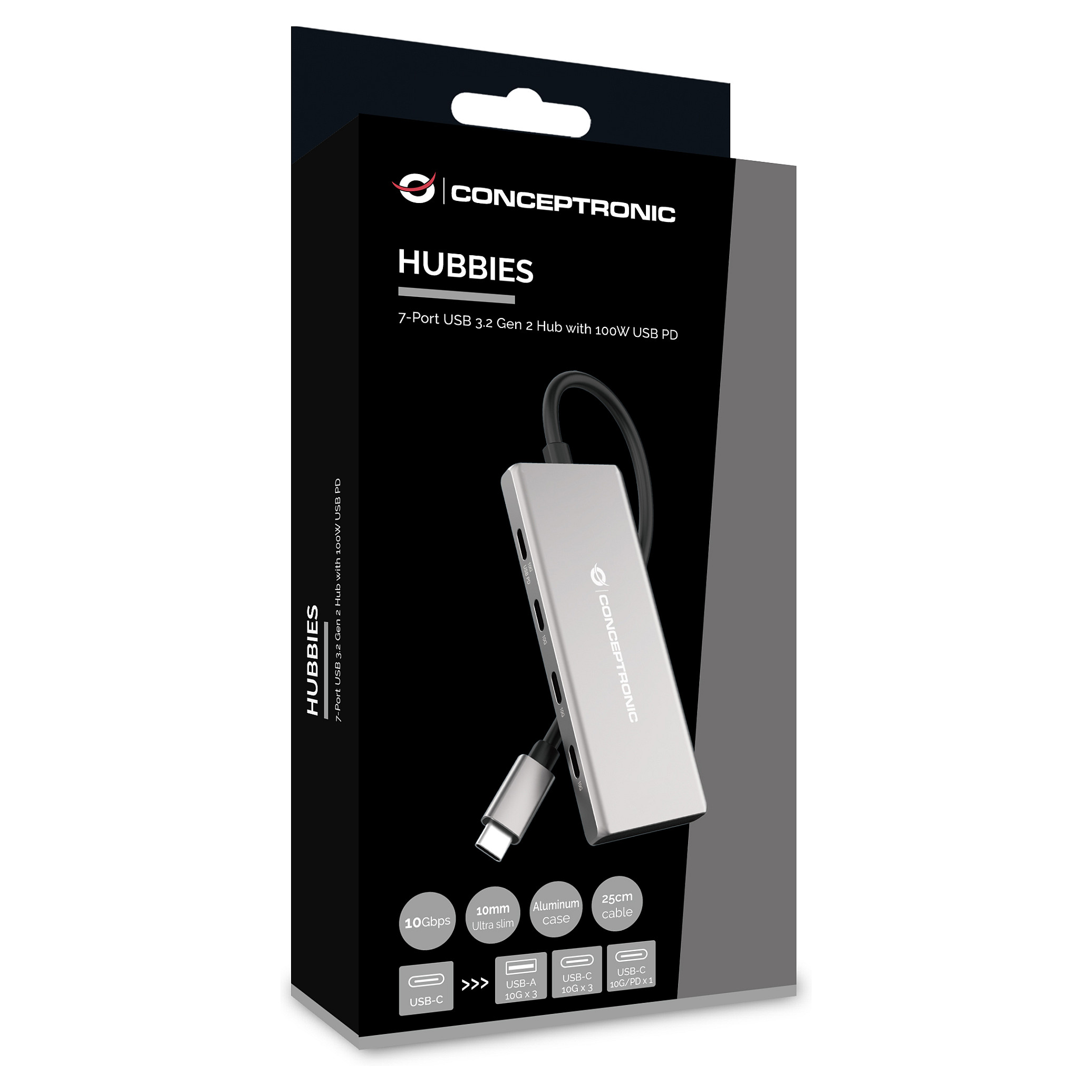 Hub Udhëtimi CONCEPTRONIC 7-në-1 USB-C në 3xUSB-C/3xUSB-A - Hiri - 7