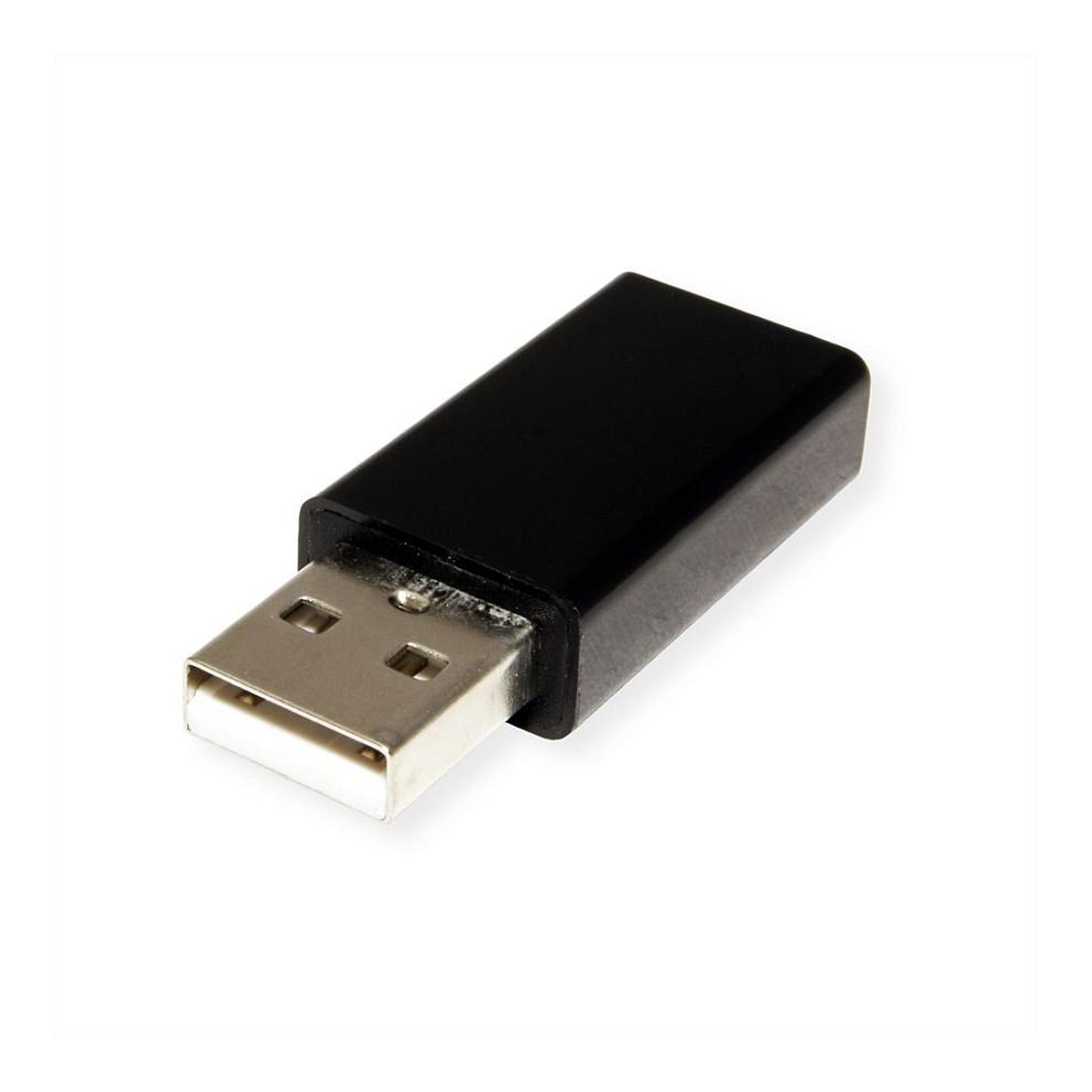 Adapter USB ROLINE 11028332 , USB-A Mashkull në USB-A Femër , Data Blocker - Zezë - 3