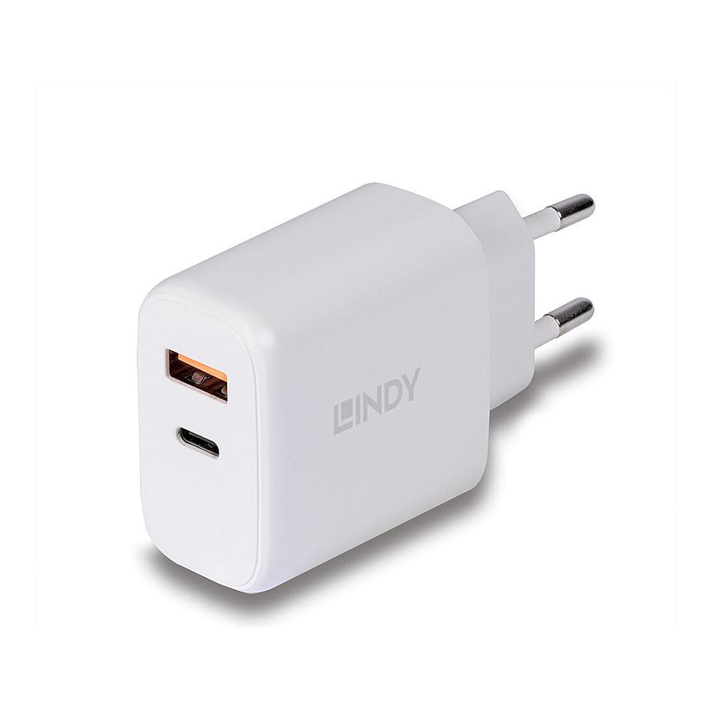 Karikues Lindy 73424, USB-A dhe USB-C, 30W, Power Delivery 3.0, karikim i shpejtë - Bardhë - 1
