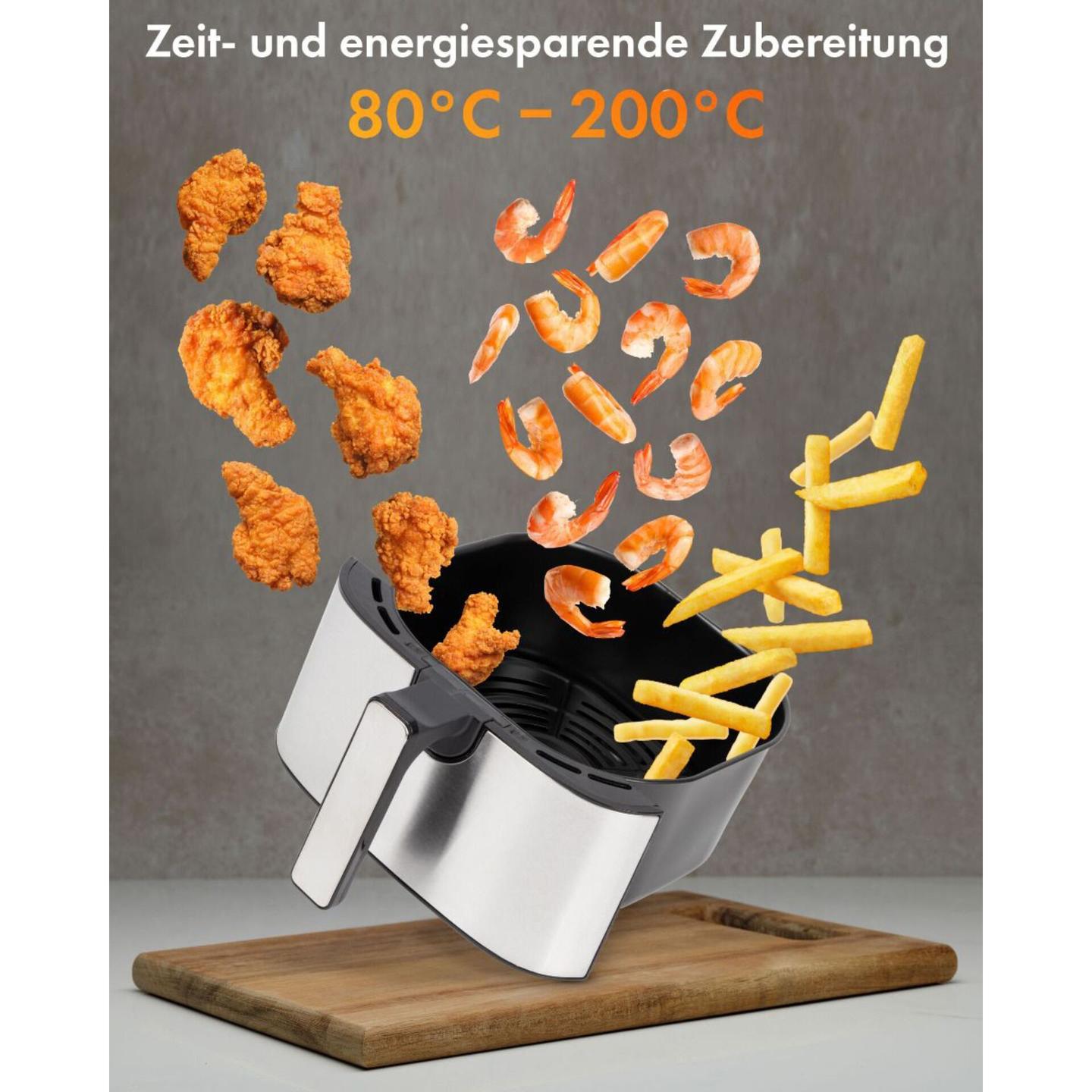 Fryer Clatronic FR 3782 H / 5L / 1450W / 8 Programe / 80–200°C / LED Display / Sensor Touch / 360° Air Flow – Zezë/Çelik Inoks - 4