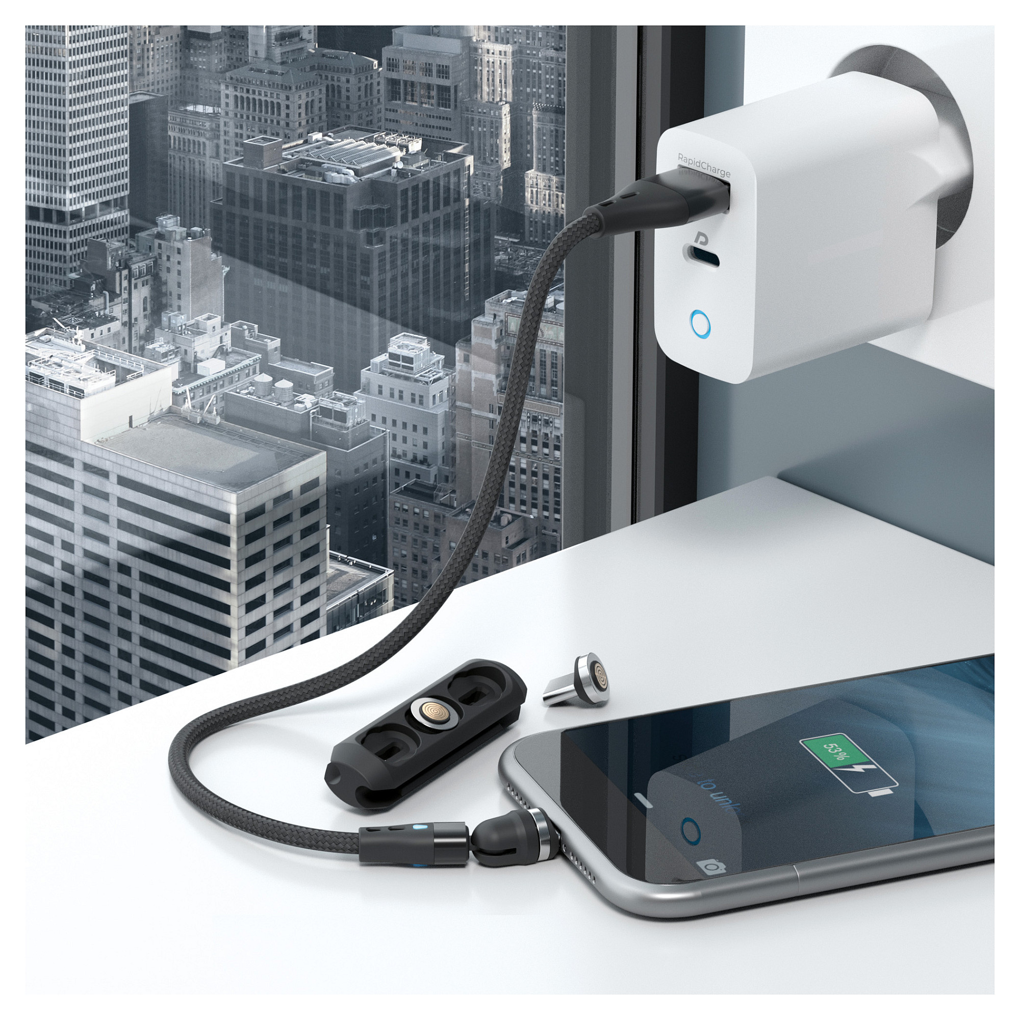 Kabllo RealPower MagneticCharge3 / USB-A → Magnetik / 0.2m – Zezë - 5