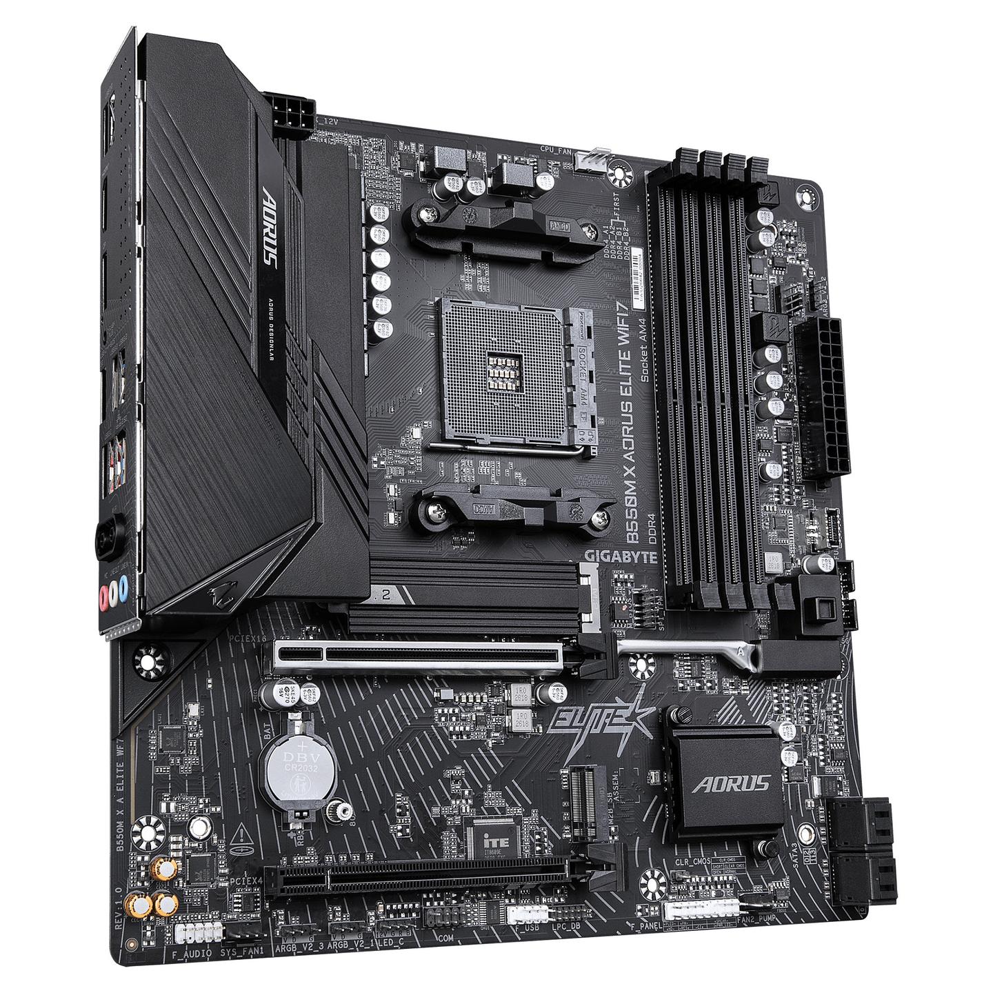 Pllakë Amë Gigabyte B550M X AORUS ELITE WIFI7 / AMD AM4 / DDR4 / Micro-ATX / Wi-Fi 7 - 3