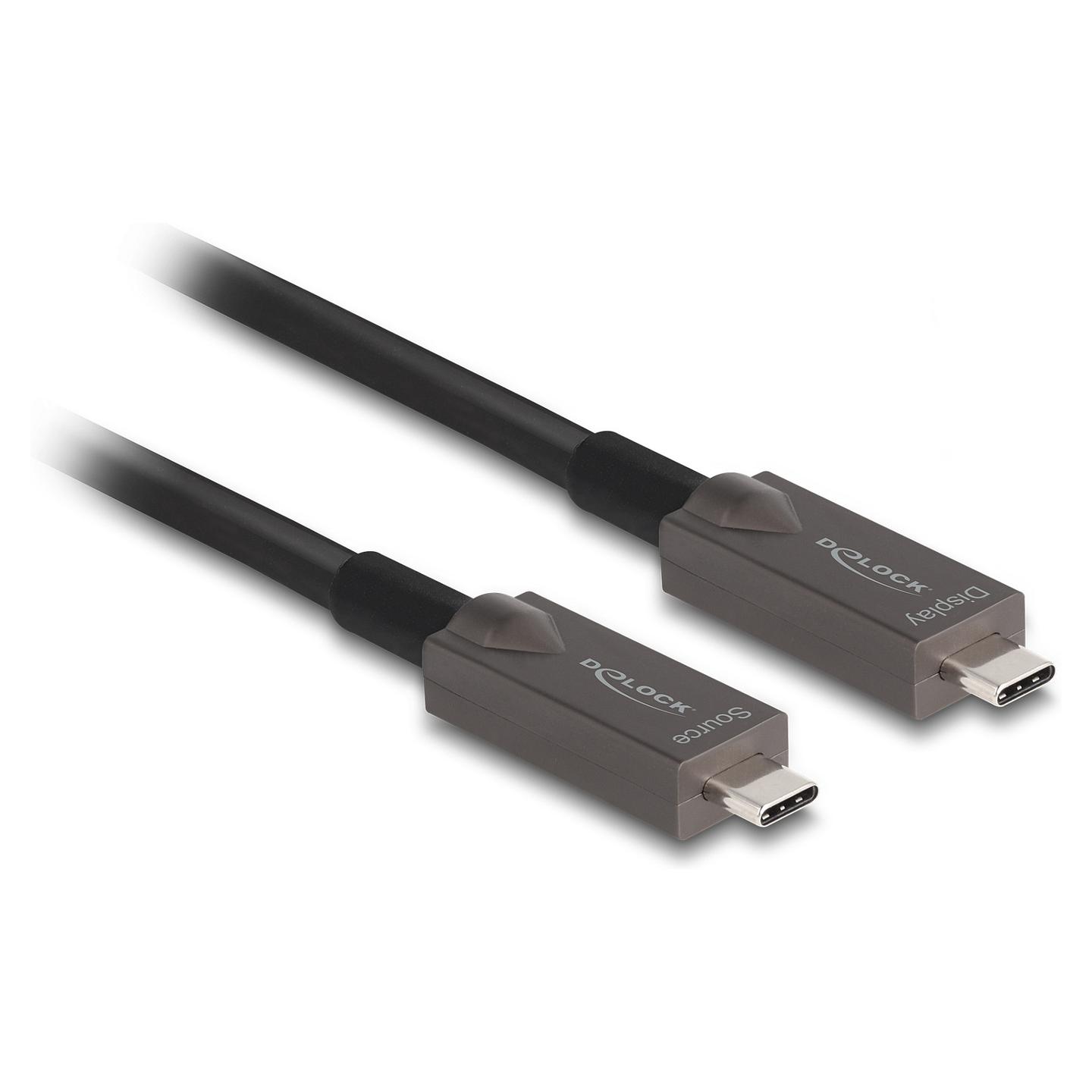 Kabllo optike aktive DeLOCK 84179, USB-C në USB-C, USB 3.2 Gen 2, 10 Gbps, 60 W, 15 m - Zezë