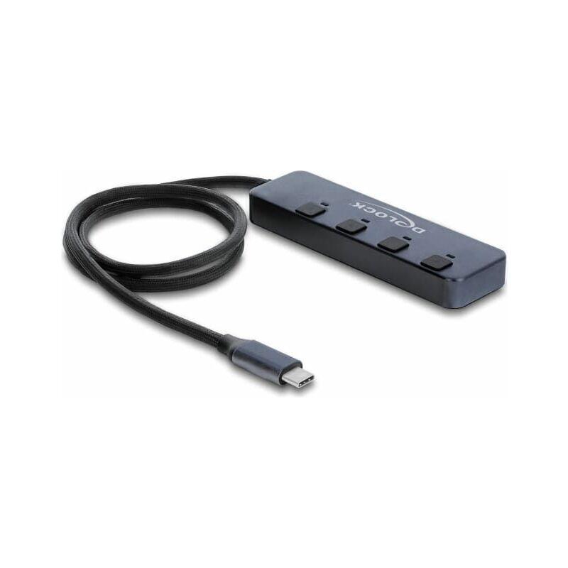 Hub USB DeLOCK, 3x USB-A, 1x USB-C, 10Gbps, me çelës - Zezë