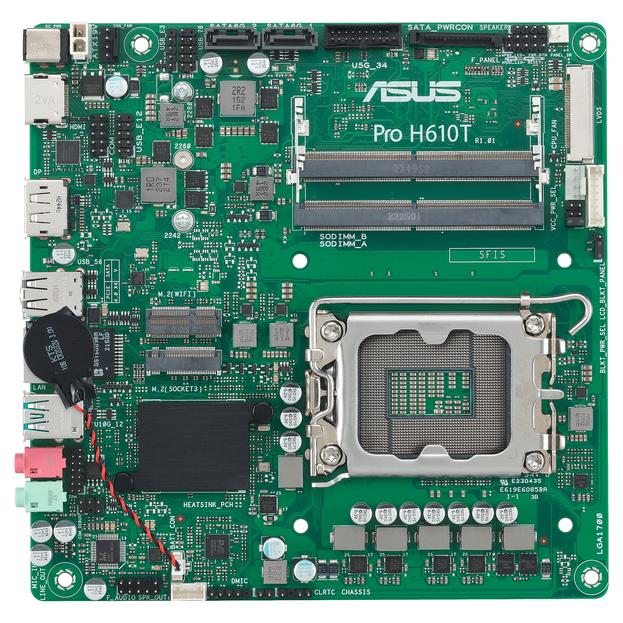 Pllakë Amë ASUS PRO H610T-CSM / Intel LGA1700 / H610 / DDR5 SO-DIMM / Thin Mini ITX / Gigabit LAN - 2
