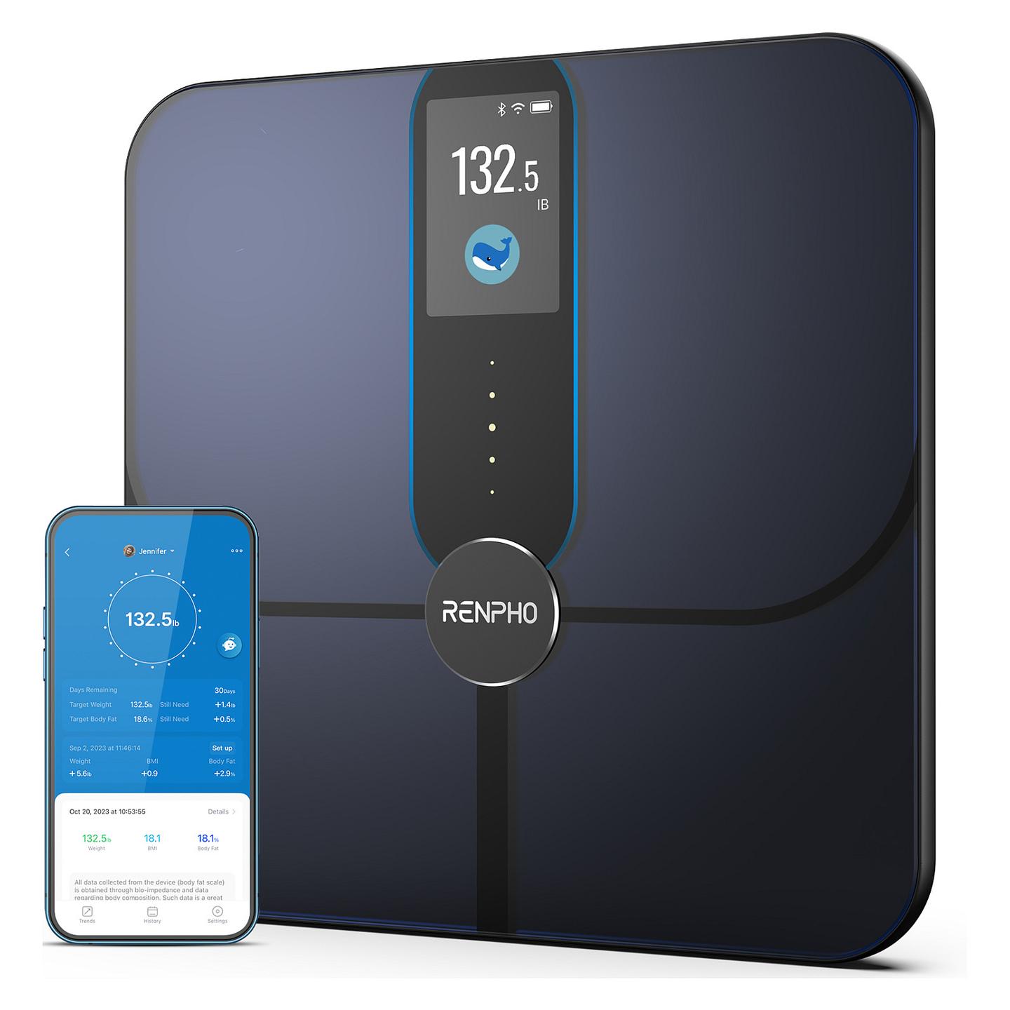 Peshore Inteligjente RENPHO Elis Nova A031 / Wi-Fi / Bluetooth / Analizë e Përbërjes Trupore / 180 kg / Ekran TFT – Zezë