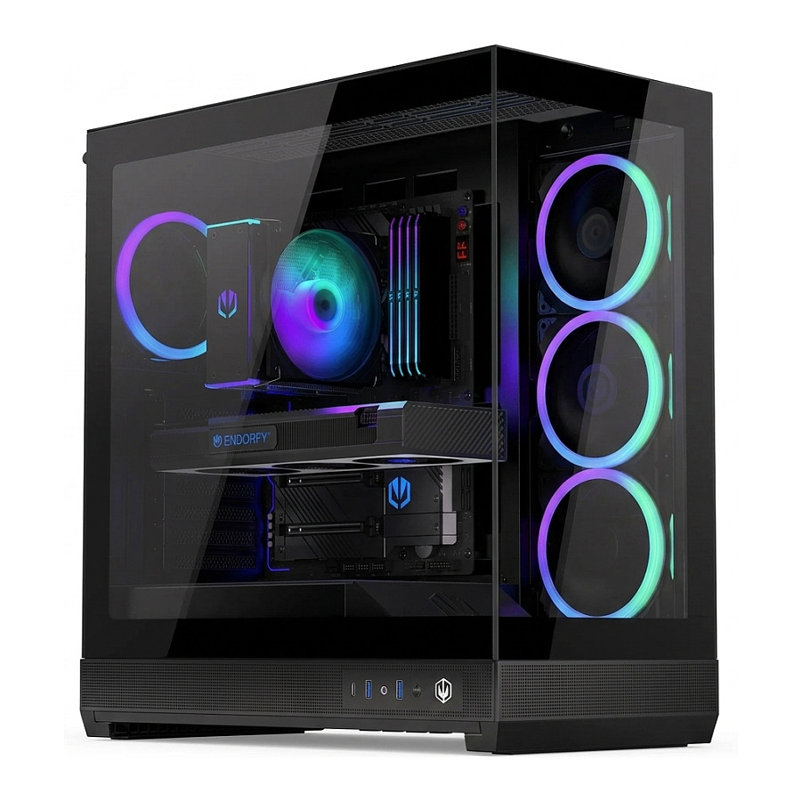 Kasë PC ENDORFY Fishtank 6000 Corona / Mid Tower / ATX / 4x 120mm Corona ARGB Fan / Tempered Glass / Back-Connect / 2x 360mm Radiator - Zezë