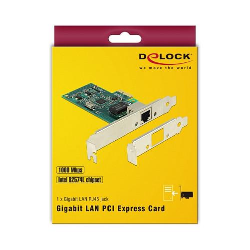 Karta të Rrjetit Delock 89943 / PCIe x1 / 1x Gigabit LAN RJ45 / 1000Mbps / Intel 82574L - 6