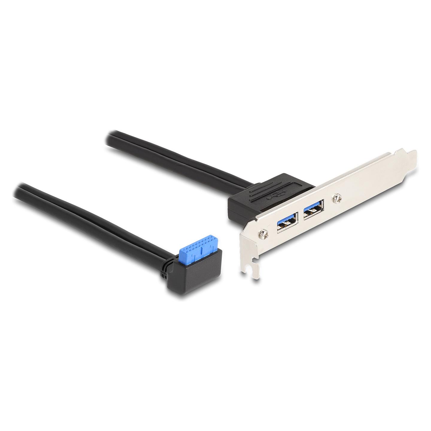 Panel zgjerues USB DeLOCK 83015, 2x USB Type-A Femër, USB 5 Gbps, Pin Header 19-Pin, 50 cm – Zezë