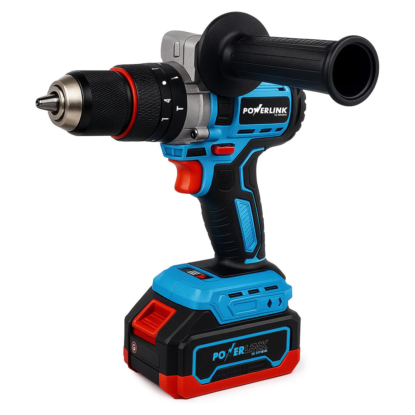Shpuese me Bateri Extralink Powerlink PWL-06, 20V, 13mm, 120Nm, 2x4Ah - Zezë/Blu