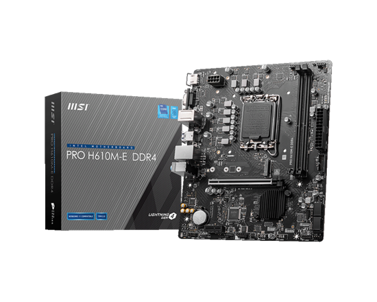 Pllakë Amë MSI PRO H610M-E DDR4 / LGA1700 / H610 / DDR4 / mATX / HDMI / VGA / Gigabit LAN