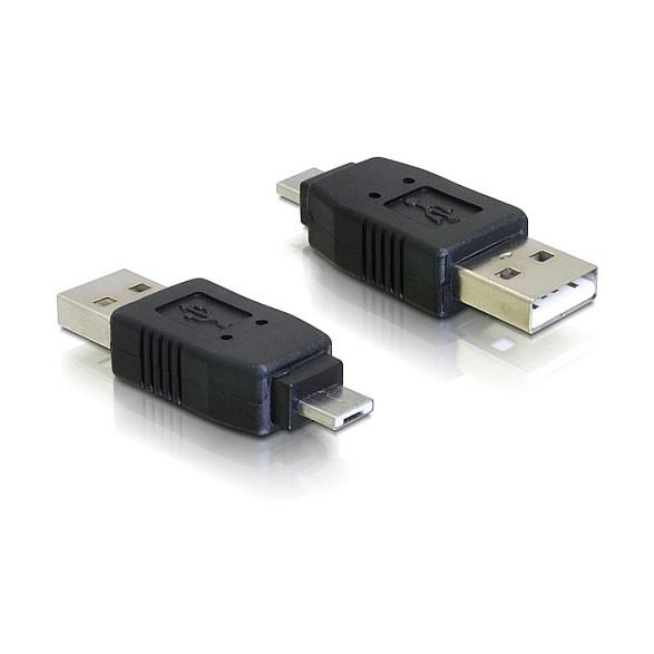 Adapter DeLOCK 65037, USB 2.0 Type-A mashkull në USB Micro-A mashkull - Zezë