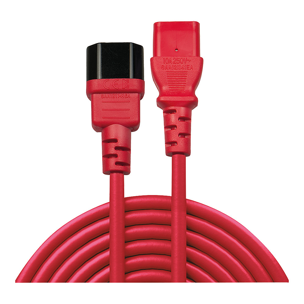 Kabllo për Furnizim me Energji IEC / LINDY Power Extension Cable IEC C14 to C13 / 2m – Kuqe - 2