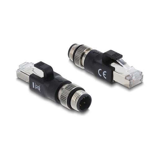 Adapter Rrjeti DeLOCK 90831, M12 D-Koduar 4-Pin Mashkull në RJ-45 Mashkull - Zezë - 1