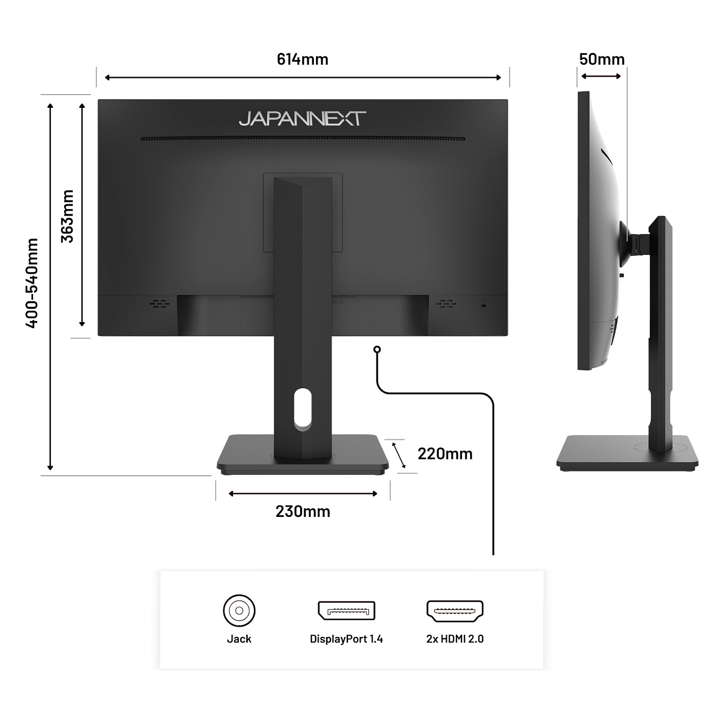 Monitor JapanNext WQHD / 27"/ Wide Quad HD IPS / LCD / 60Hz / 8ms / HDMI+DP - Zezë - 7