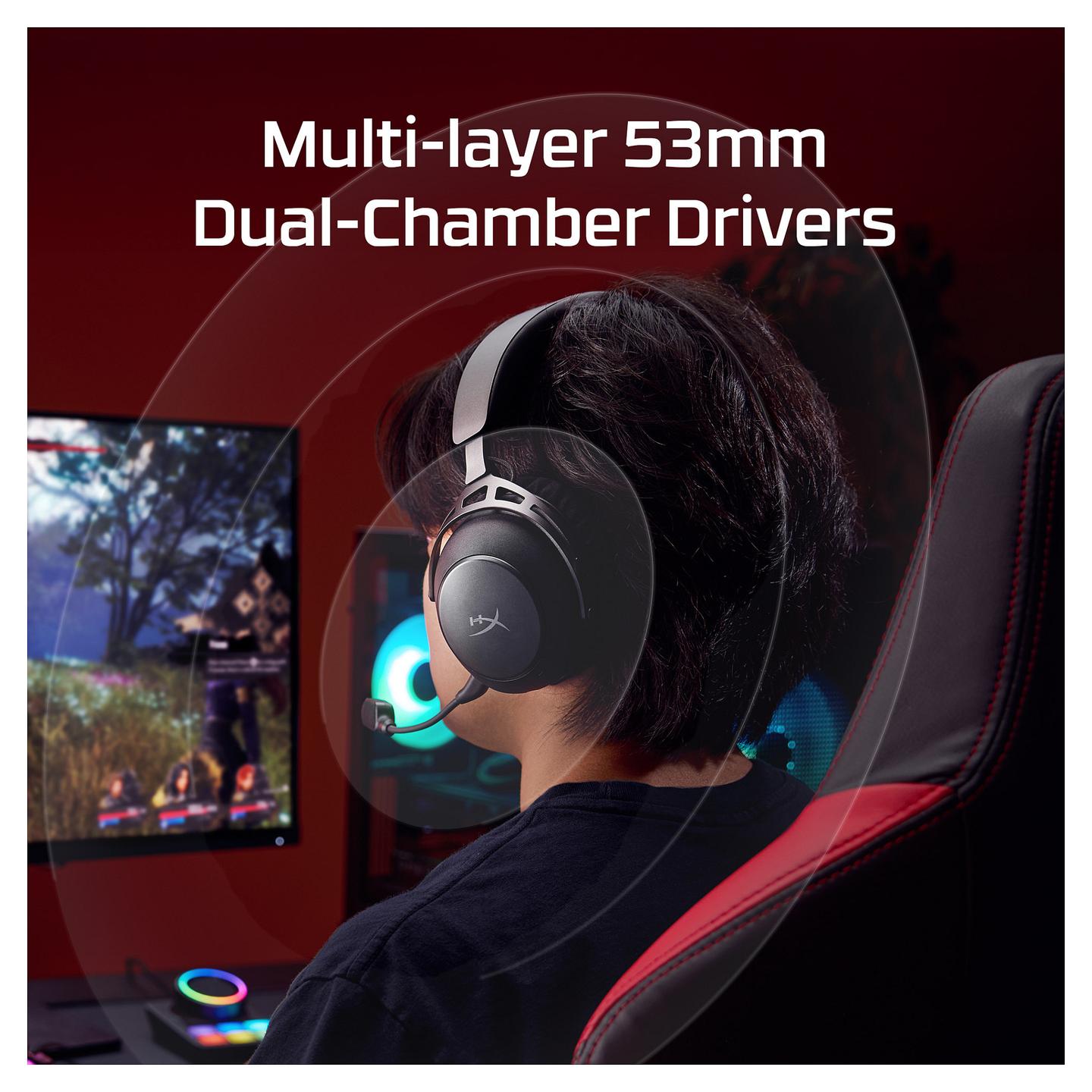 Kufje Gaming HyperX Cloud Alpha 2 / Wireless / 2.4GHz & Bluetooth 5.2 / 53mm / 250 orë / RGB Base Station - Zezë - 7
