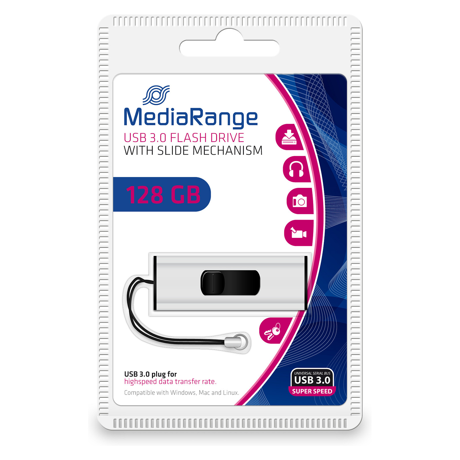 USB STICK 128GB USB 3.2 MEDIARANGE MR918 USB A / Micro USB - 5