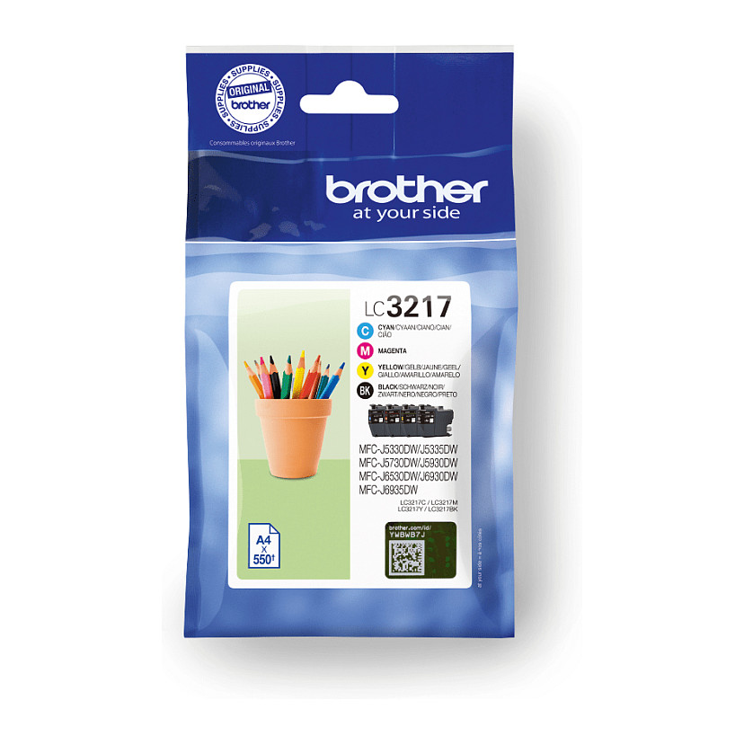 INK Brother LC-3217VALDR Value Pack / kapacitet standard – Set me 4 ngjyra (Zezë/ Blu/ Rozë/ Verdhë) - 1