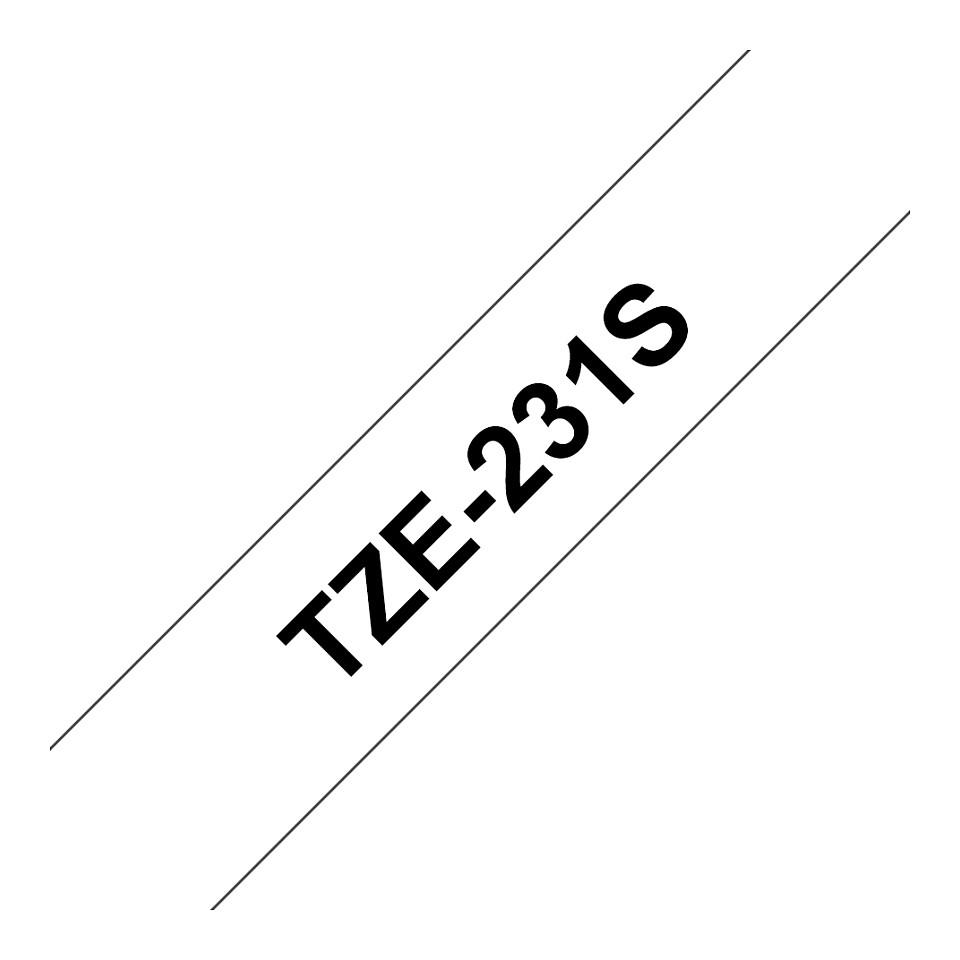 Etiketa për Printer Brother P-Touch / 12 mm × 4 m / Plastikë (TZe-231S) - Bardhë / Zi - 1