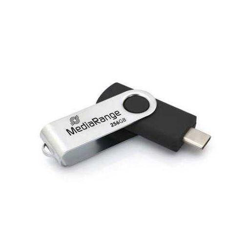 USB Flash Drive MediaRange MR1955 / 256GB / USB 3.2 Gen 1 USB-C / 100MB/s Read 30MB/s Write - Zezë/Argjend