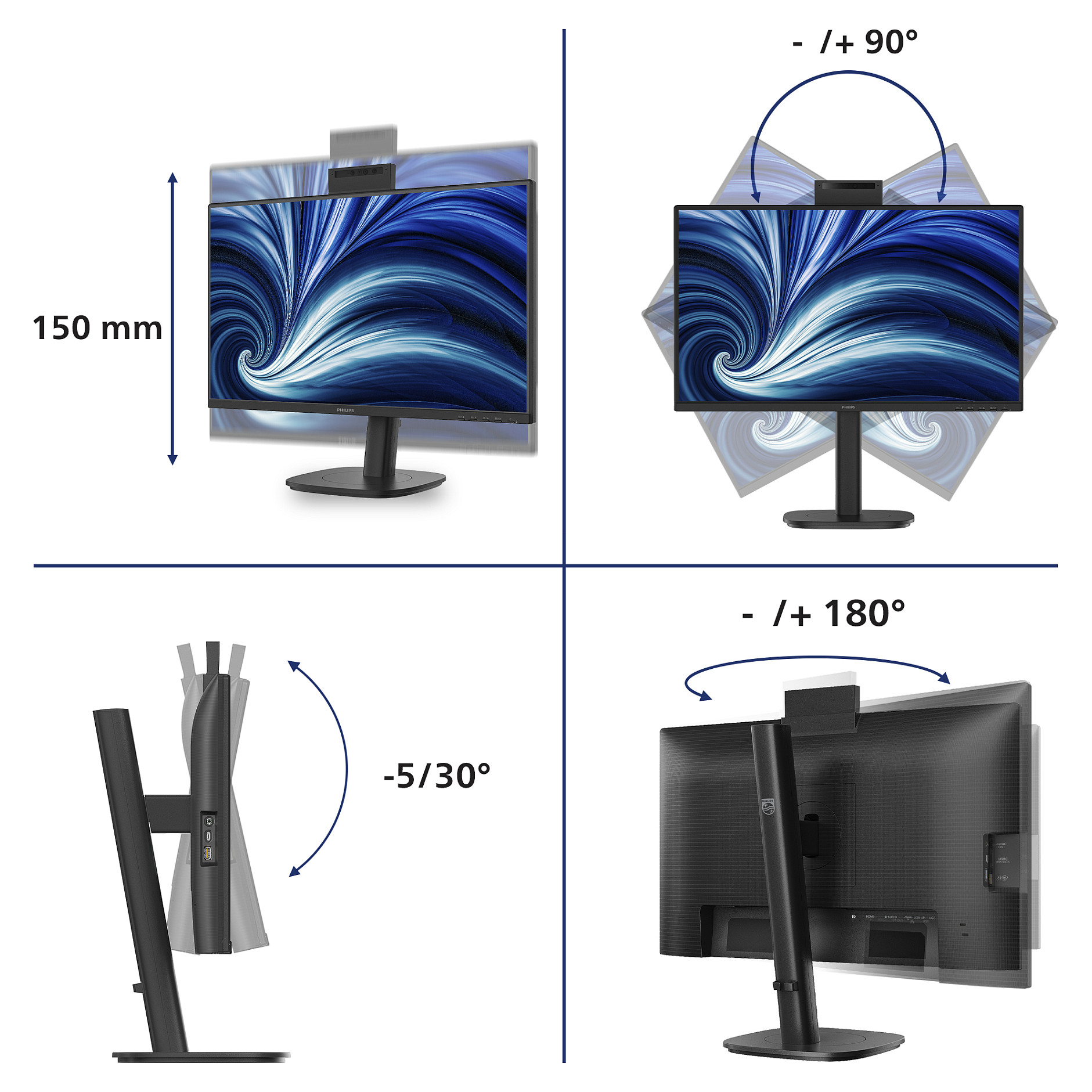 Monitor Philips 3000 Series 24B2N3200JH/00 / 23.8" / Full HD IPS / 120Hz / 4ms / USB Hub+Speakers - Zezë - 3